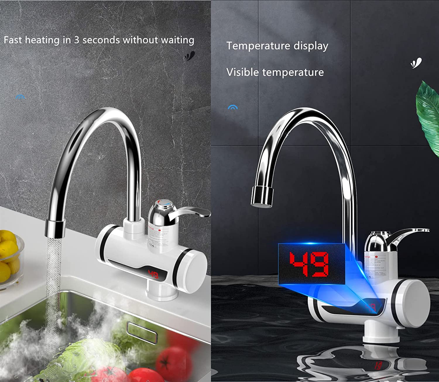 Robinet Electric Pentru Incalzirea Apei, Afisaj Digital, Prindere Pe Chiuveta, Incalzire Instanta, Consum Redus — imaginea 13