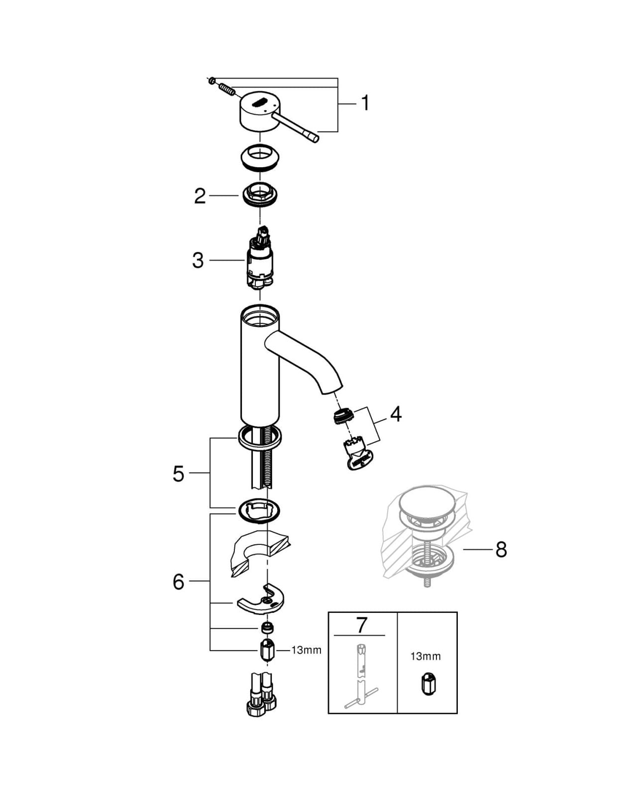 Baterie lavoar Grohe 24172AL1, Essence, S, 174 mm, mat, grafit — imaginea 2