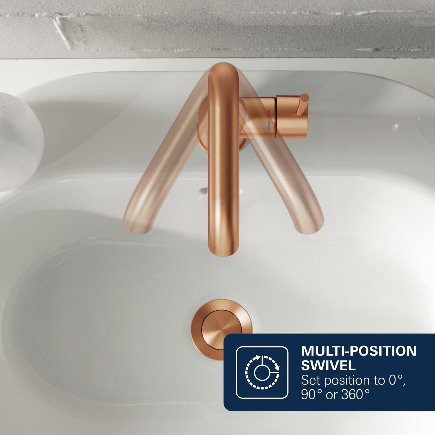Baterie lavoar Grohe 23296DL1, Lineare, L, 252 mm, ventil, mat, cupru — imaginea 10