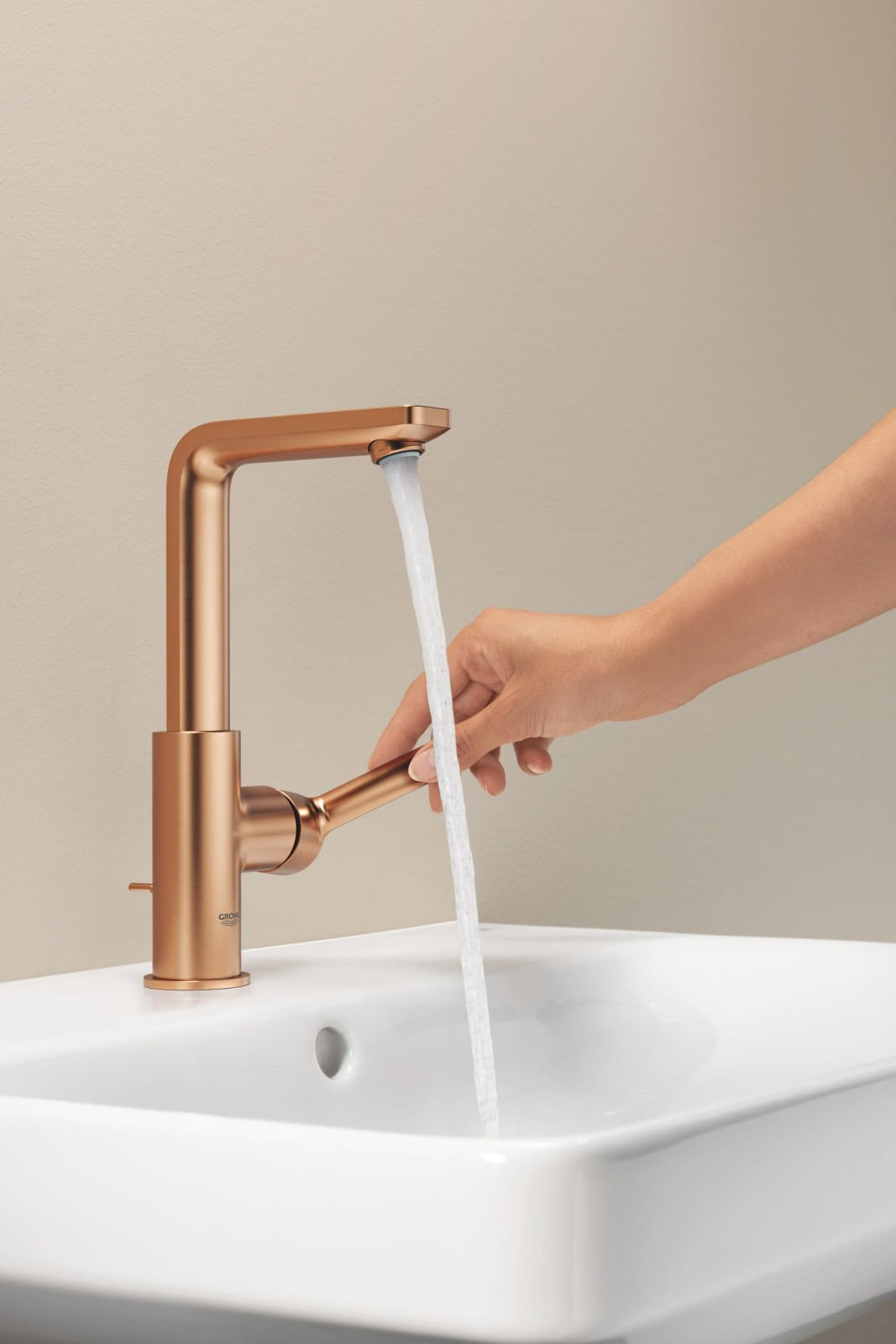 Baterie lavoar Grohe 23296DL1, Lineare, L, 252 mm, ventil, mat, cupru — imaginea 11
