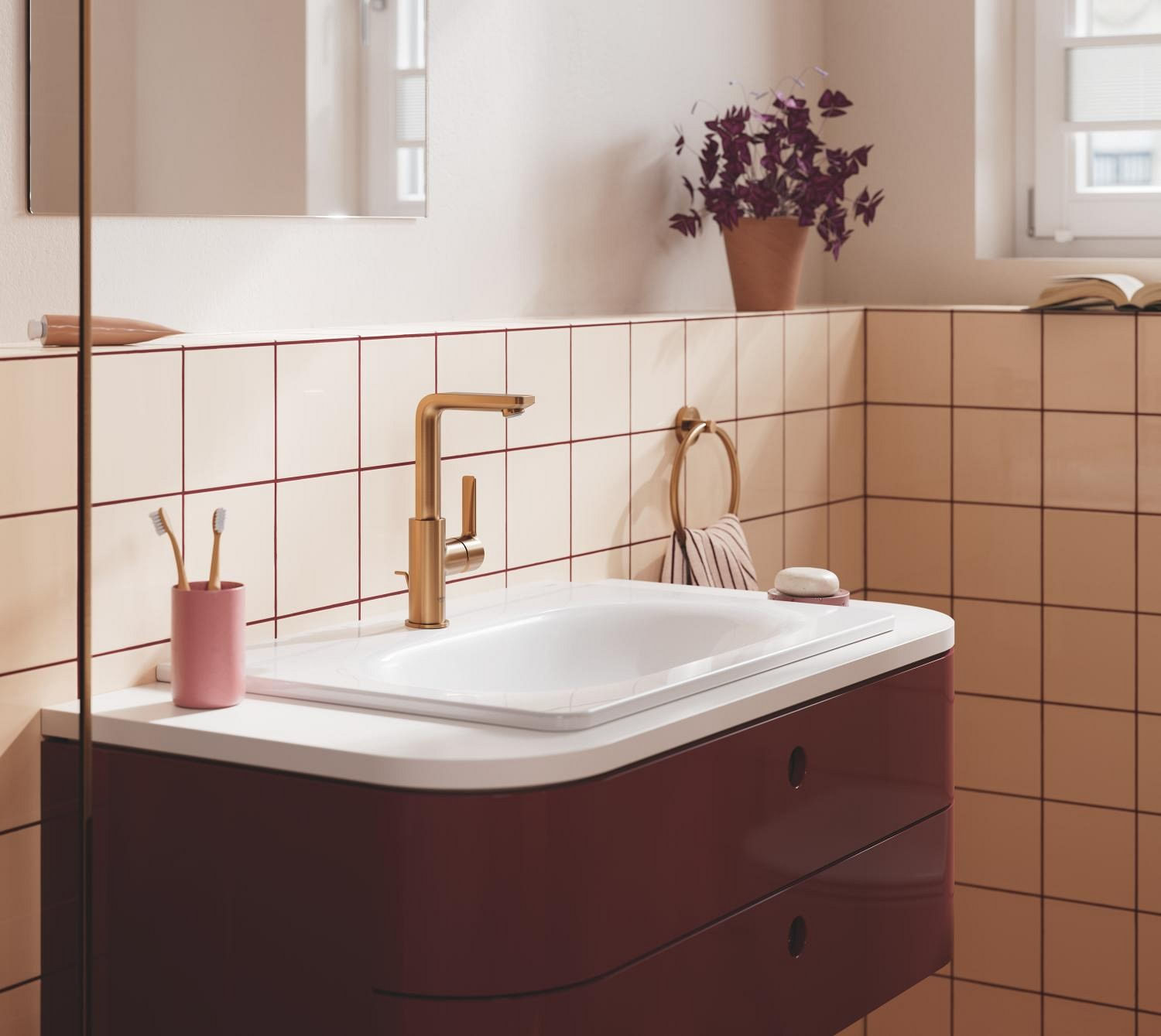 Baterie lavoar Grohe 23296DL1, Lineare, L, 252 mm, ventil, mat, cupru — imaginea 13