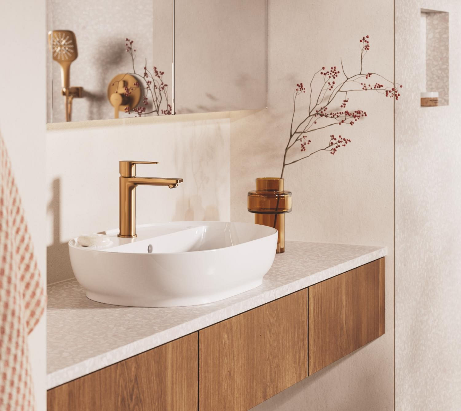Baterie lavoar Grohe 23106DL1, 28 mm, 5 l/min, 0.6 bar, 35 mm, 180 mm, 128 mm, 360 mm, 1 orificii instalare, Cupru — imaginea 3