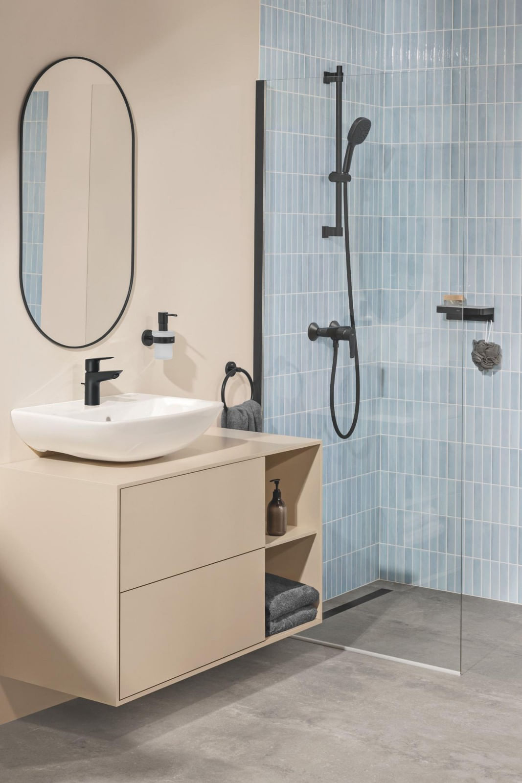 Baterie lavoar Grohe 233422431, 28 mm, 5 l/min, 0.7 bar, 34 mm, 147 mm, 93 mm, 395 mm, 1 orificii instalare, Negru — imaginea 7
