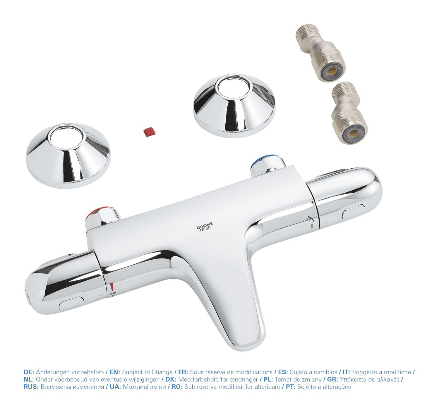 Baterie cada Grohe 34816003, 1 bar, 317 mm, 173 mm, 101 mm, 2 orificii instalare, 1/2 dimensiune racord, Crom — imaginea 5