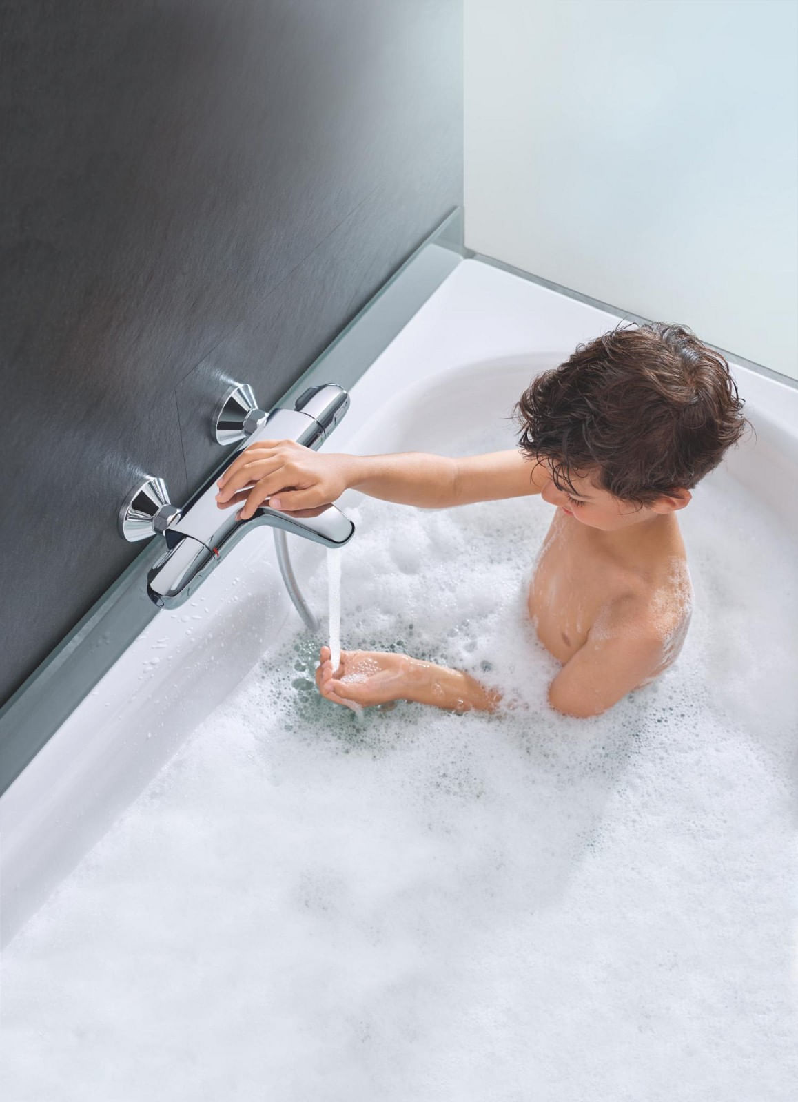 Baterie cada Grohe 34816003, 1 bar, 317 mm, 173 mm, 101 mm, 2 orificii instalare, 1/2 dimensiune racord, Crom — imaginea 12
