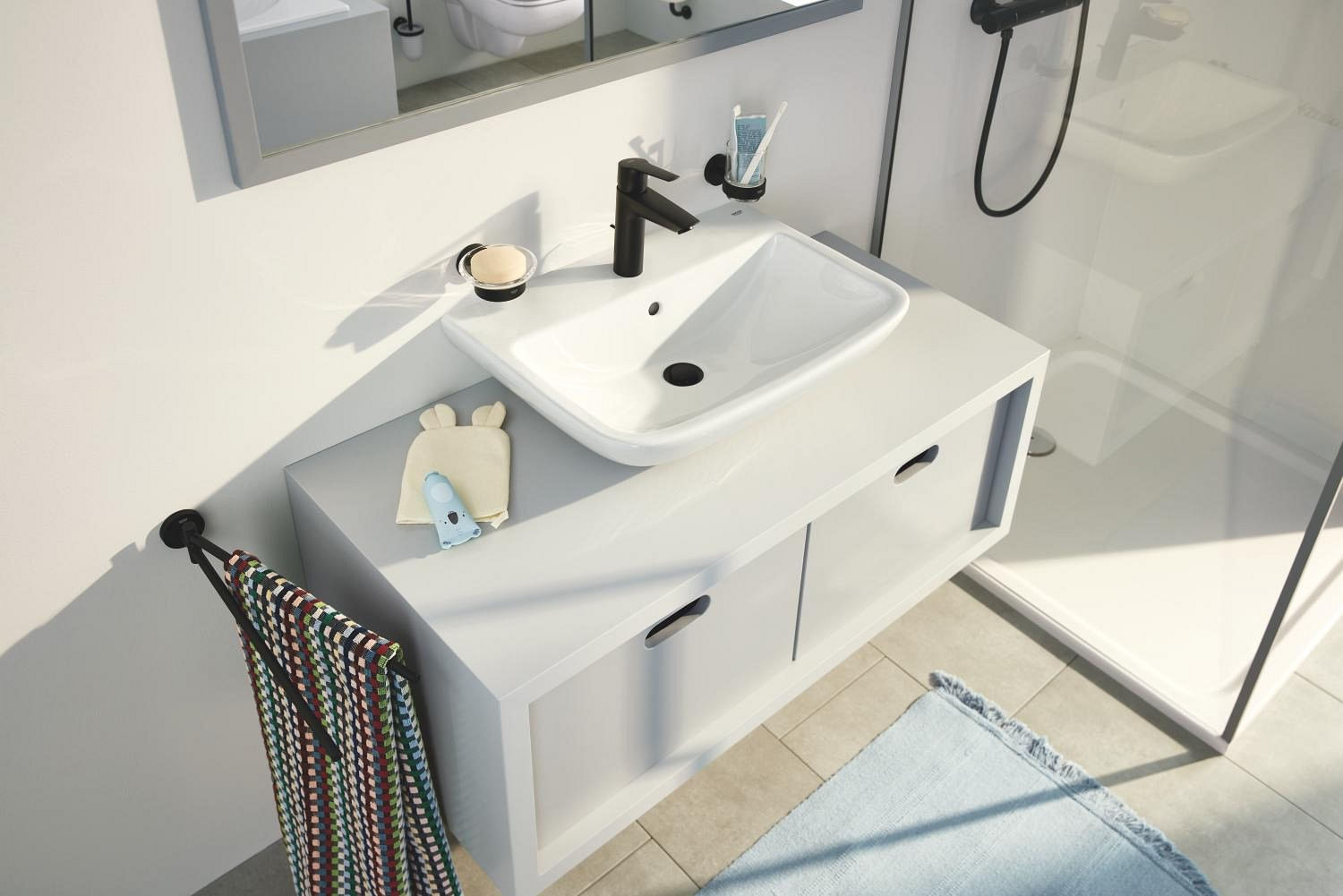 Baterie lavoar Grohe 234552432, 28 mm, 5.7 l/min, 0.6 bar, 35 mm, 192 mm, 121 mm, 365 mm, 1 orificii instalare, Negru — imaginea 6