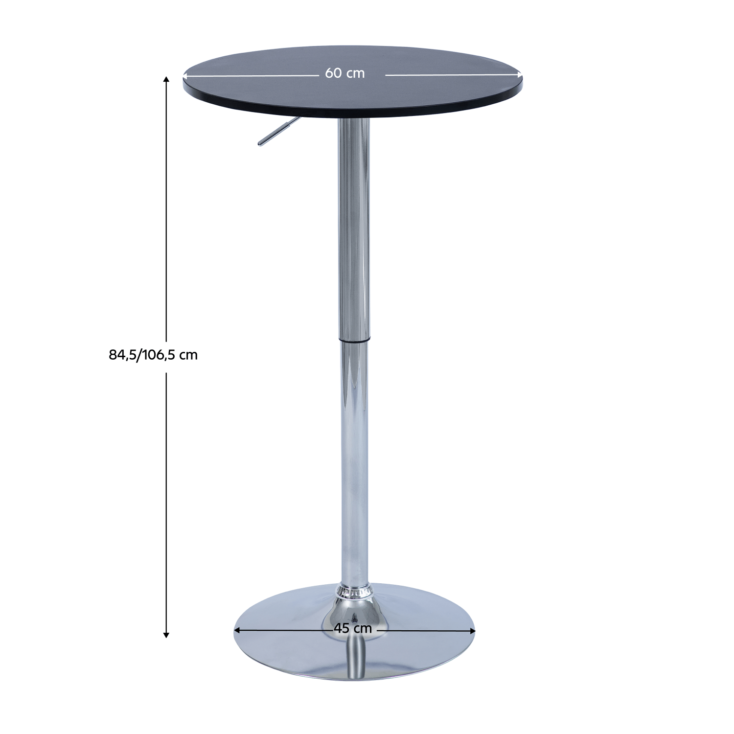 Masa de bar cu inaltime reglabila, negru, diametru 60 cm, BRANY 3 NEW — imaginea 8