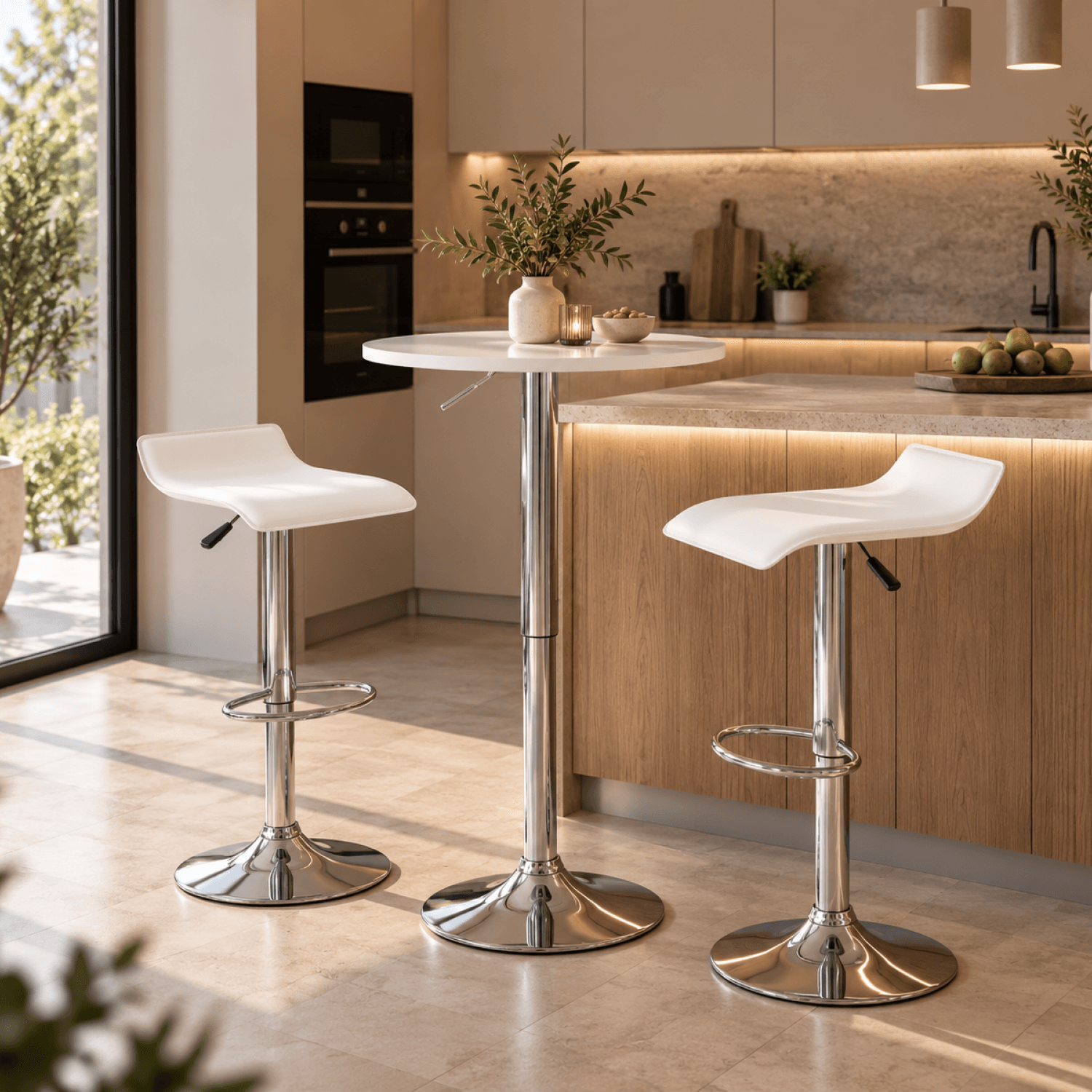 Masa de bar cu inaltime reglabila, alb, diametru 60 cm, BRANY 3 NEW — imaginea 8