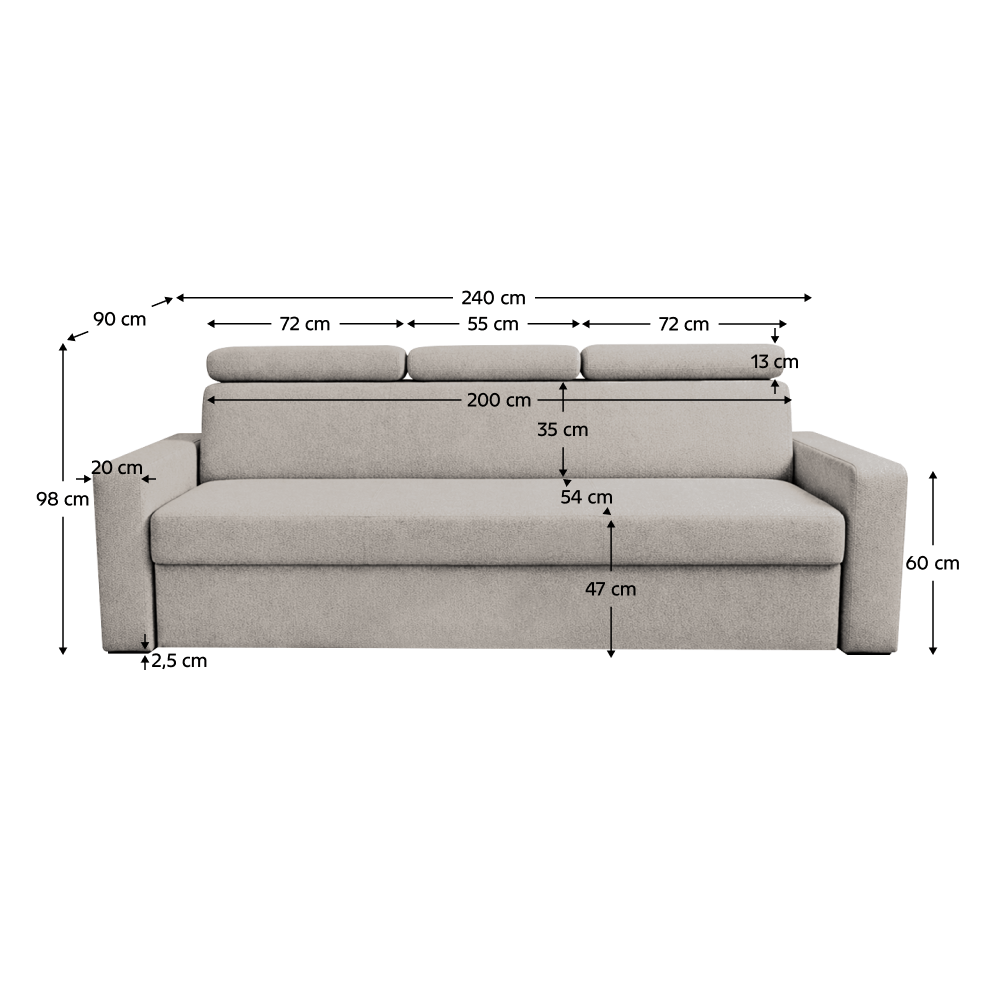 Canapea extensibila, bej gri Taupe, KINGA — imaginea 8