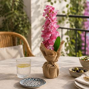 Ghiveci Decorativi cu Zambila Fucsia în Iută - Dimensiune 32cm — imaginea 2