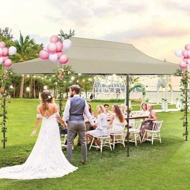 Pavilion textil Ecru Pop-Up, Dimensiune 3x3x2.6m, Structura Pliabila, Montaj rapid pentru gradina si evenimente — imaginea 2