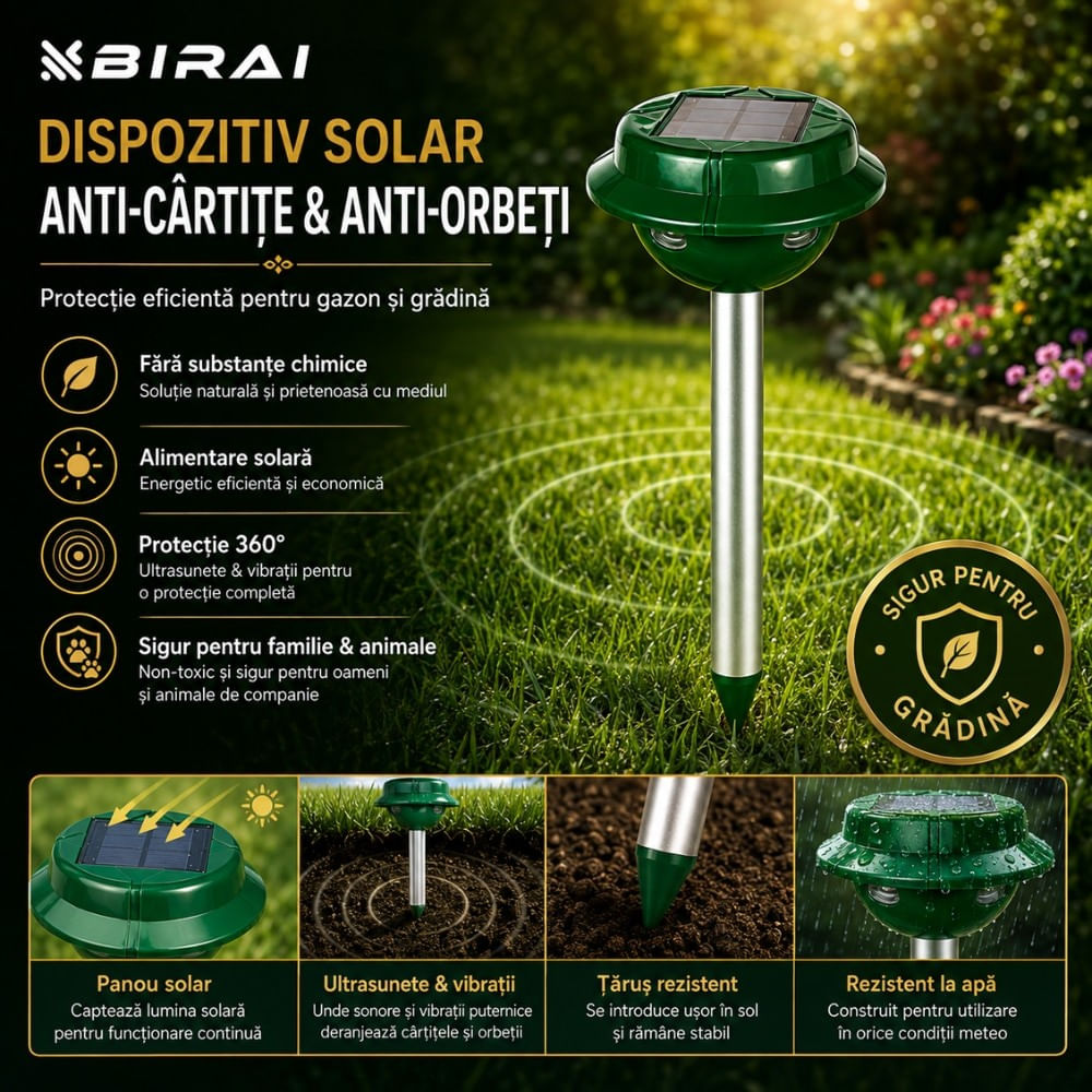 Set 2 Aparate Anti-Cartite Birai Vensmile, 3 Moduri, Acoperire 360°, Raza pana la 700 ㎡, Baterie 5v/120mA, Incarcare Solara, Vibratii, Impermeabil IP4 — imaginea 2