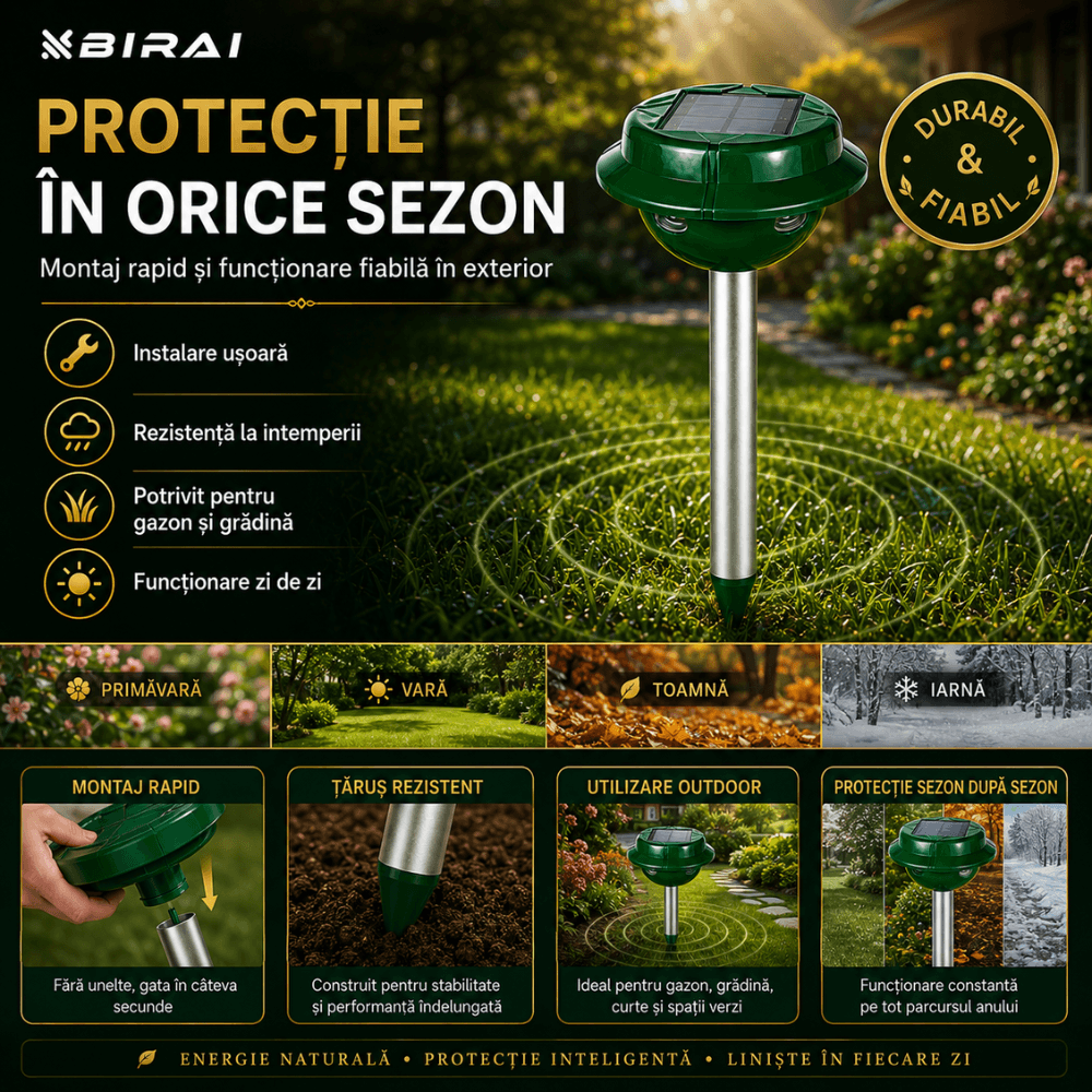 Set 2 Aparate Anti-Cartite Birai Vensmile, 3 Moduri, Acoperire 360°, Raza pana la 700 ㎡, Baterie 5v/120mA, Incarcare Solara, Vibratii, Impermeabil IP4 — imaginea 4