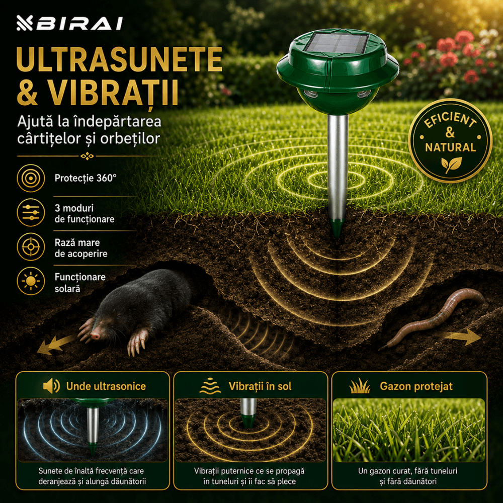Set 2 Aparate Anti-Cartite Birai Vensmile, 3 Moduri, Acoperire 360°, Raza pana la 700 ㎡, Baterie 5v/120mA, Incarcare Solara, Vibratii, Impermeabil IP4 — imaginea 7
