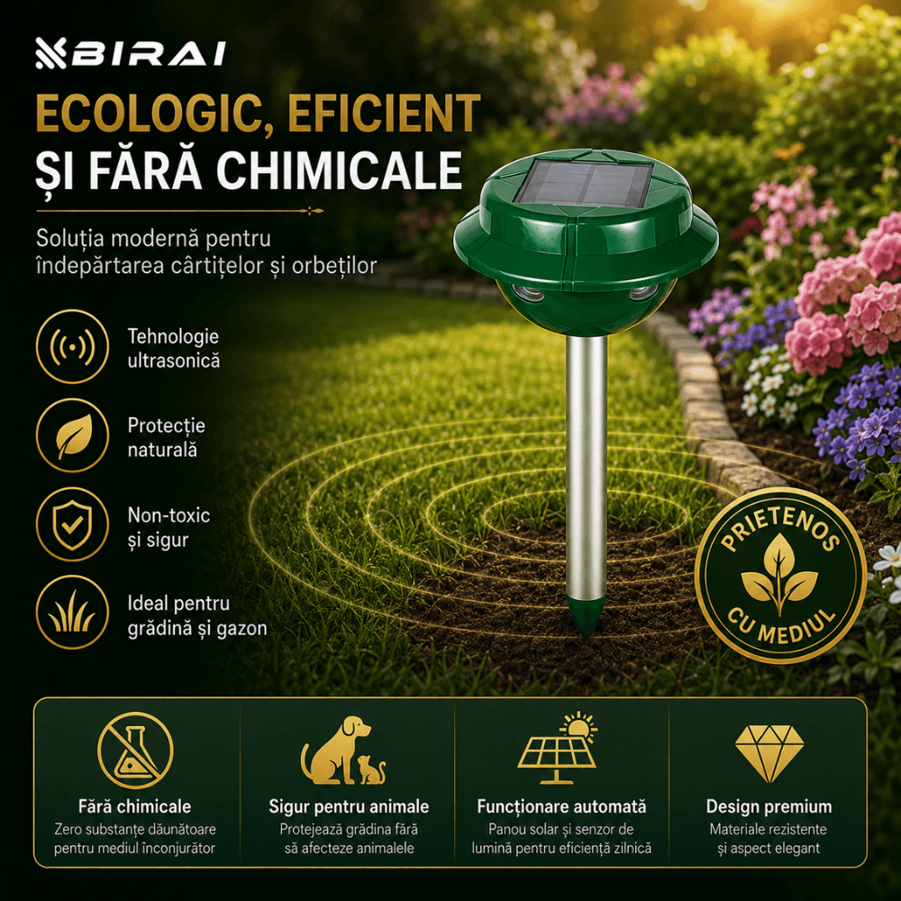 Set 2 Aparate Anti-Cartite Birai Vensmile, 3 Moduri, Acoperire 360°, Raza pana la 700 ㎡, Baterie 5v/120mA, Incarcare Solara, Vibratii, Impermeabil IP4 — imaginea 11