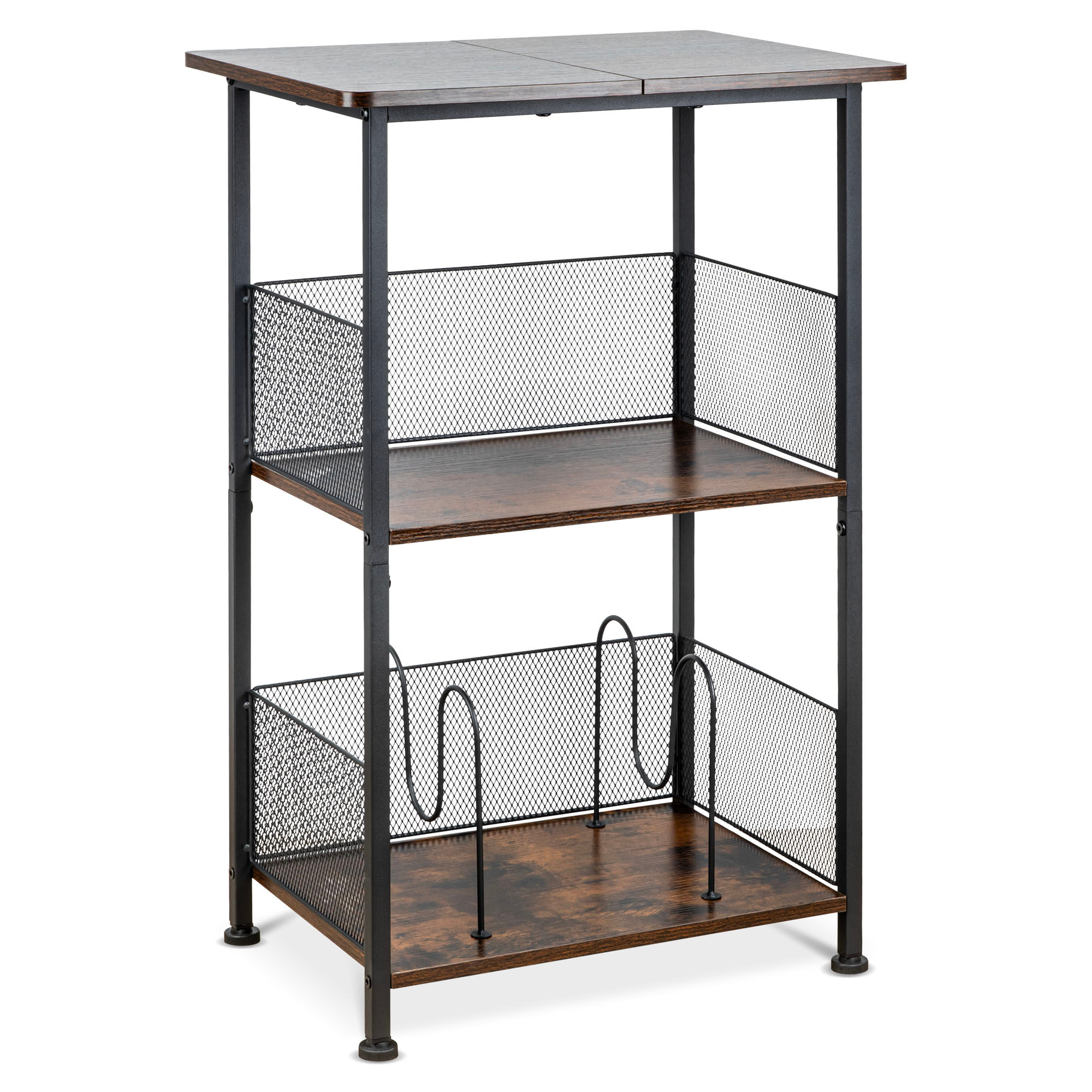 Raft pentru pick-up si discuri vinil Electromures EM A008–organizator colectia discuri vinil, MDF si fier, 42 x29 x74 cm — imaginea 2