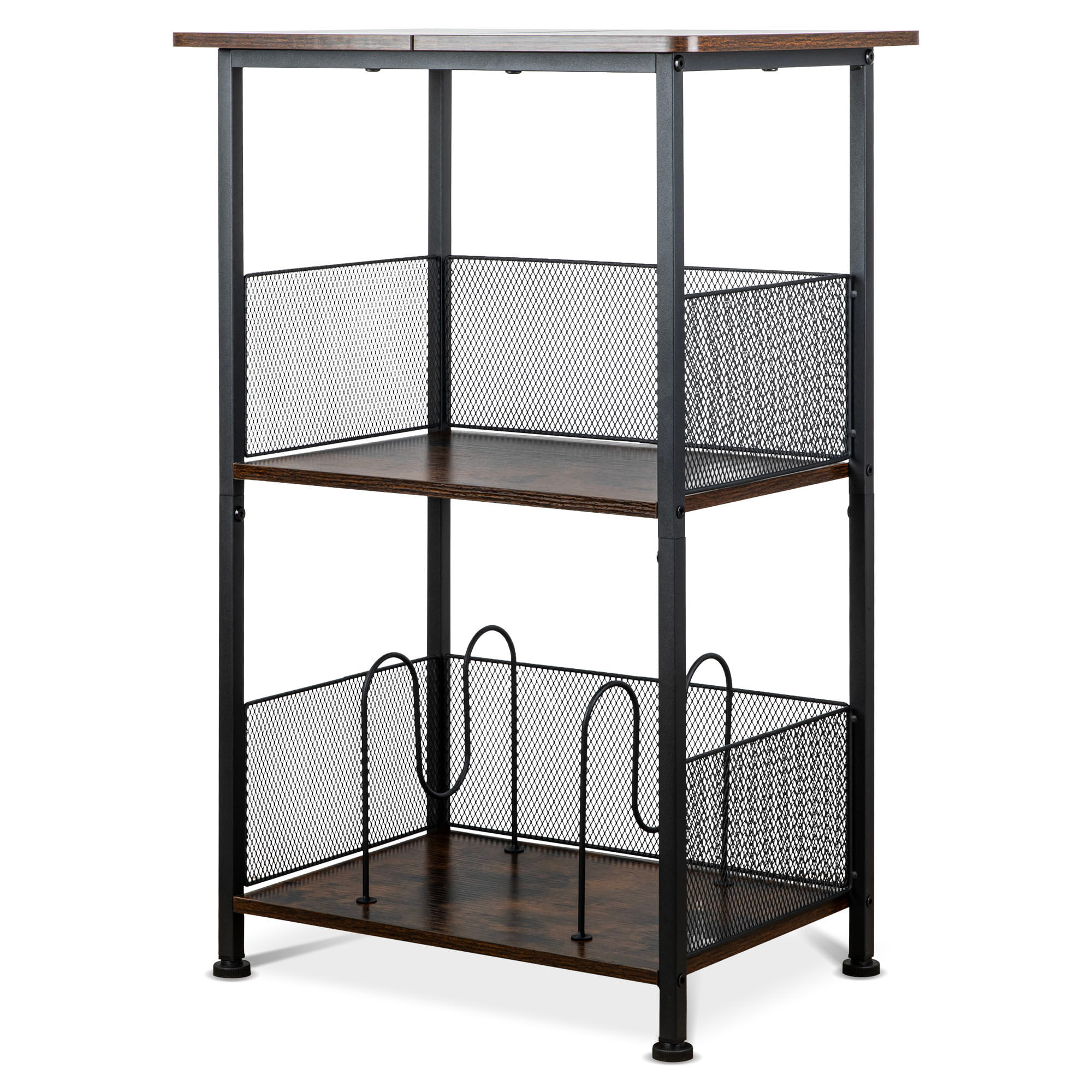 Raft pentru pick-up si discuri vinil Electromures EM A008–organizator colectia discuri vinil, MDF si fier, 42 x29 x74 cm — imaginea 4