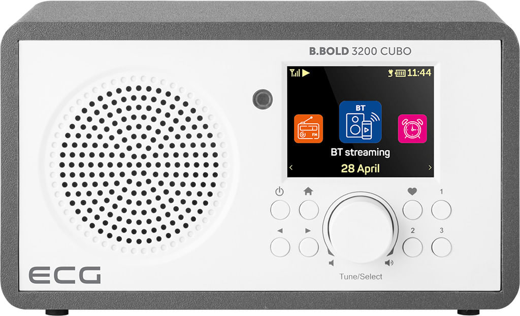 Internet radio ECG B.BOLD 3200 Cubo, FM, Bluetooth, Li-Ion 3,7V/2000 mAh, 3W RSM, telecomanda, carcasa din lemn