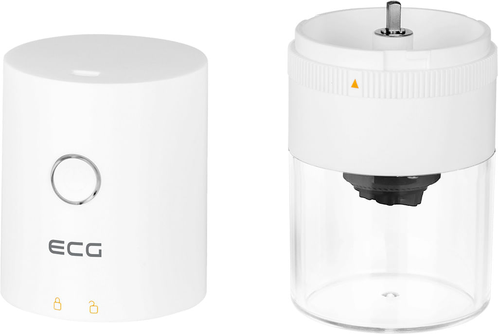 Rasnita de cafea electrica portabila ECG KM 150 Minimo, incarcare USB, 3,7 volti, 13 W, 30 g, culoare alba
