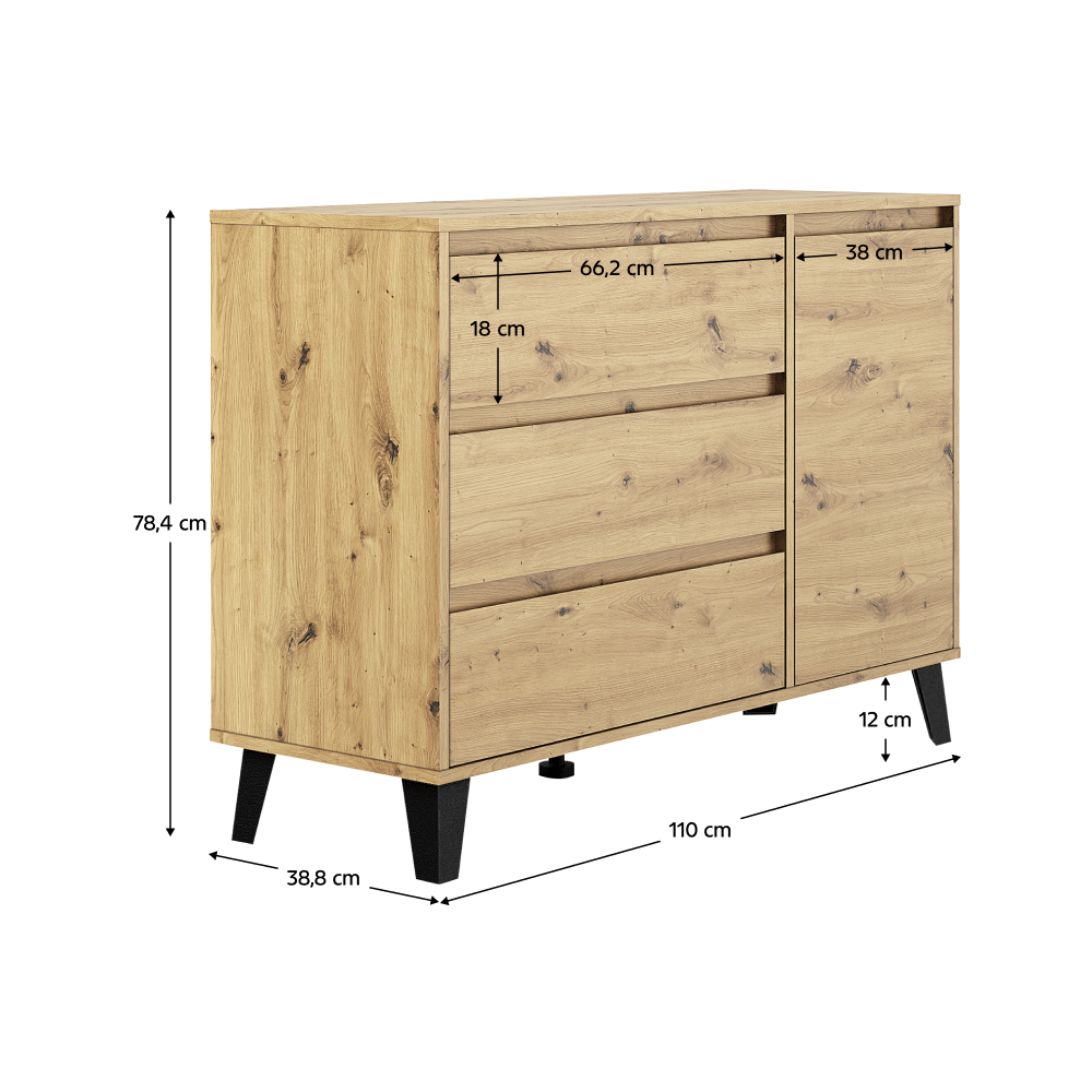 Comoda, stejar artisan, BOGAN 1D3S — imaginea 11