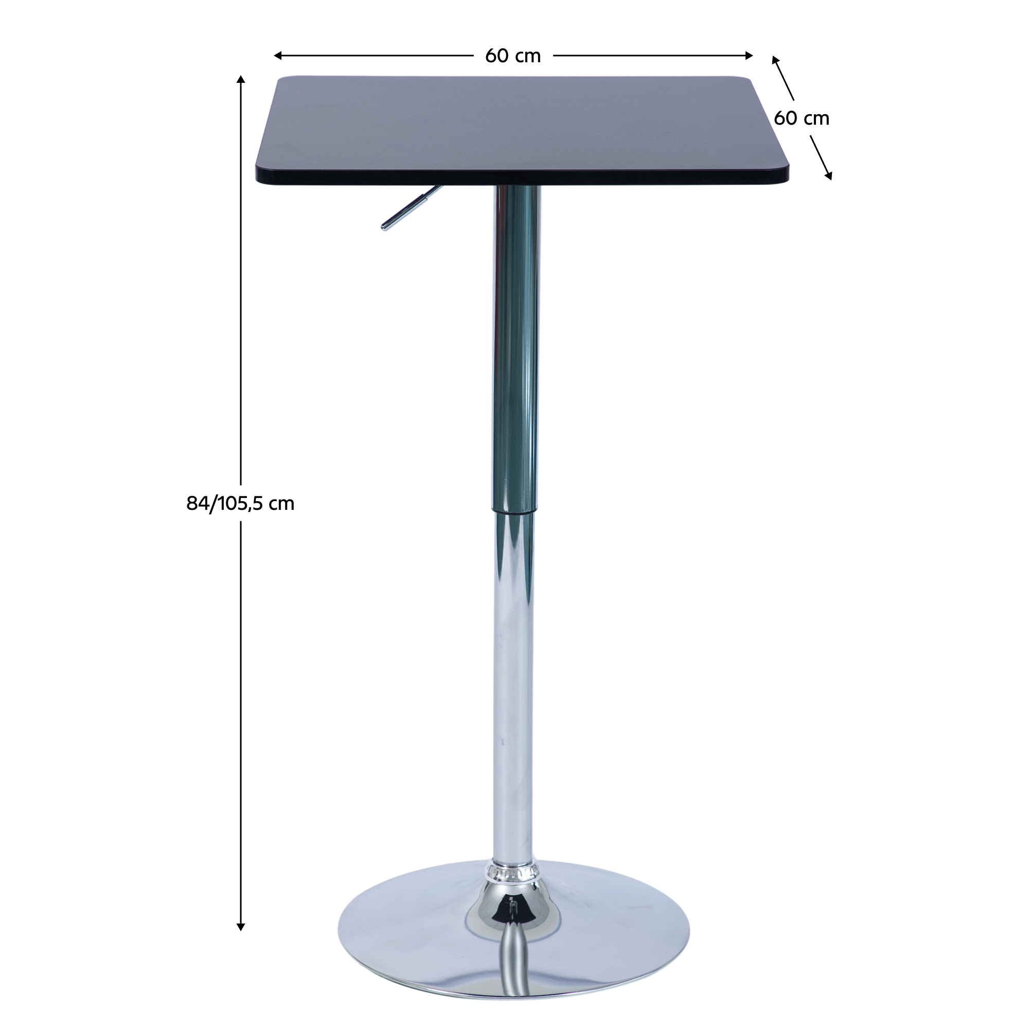 Masa de bar cu inaltime reglabila, negru, 60x60x84-105,5 cm, FLORIAN 4 NEW — imaginea 3