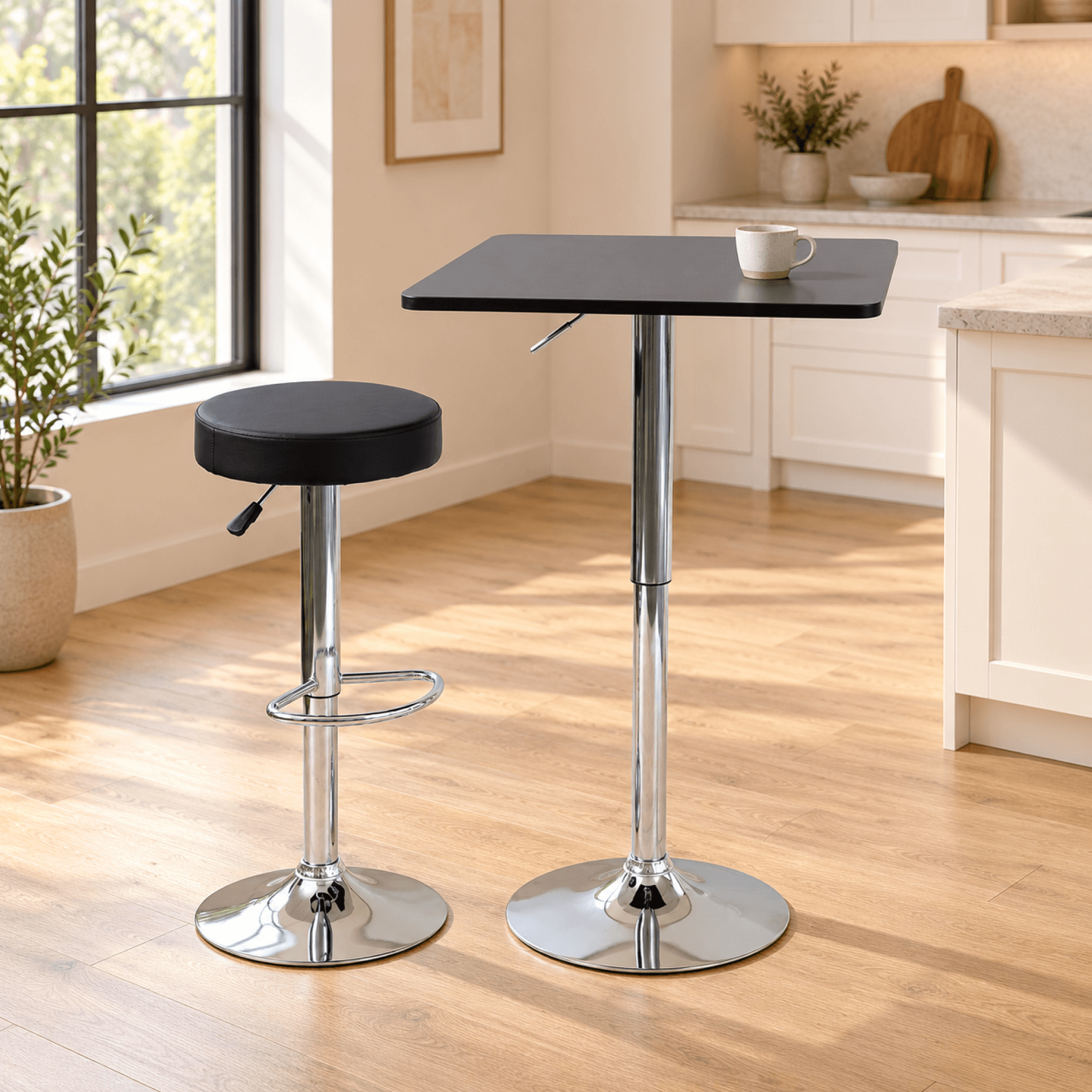 Masa de bar cu inaltime reglabila, negru, 60x60x84-105,5 cm, FLORIAN 4 NEW — imaginea 4