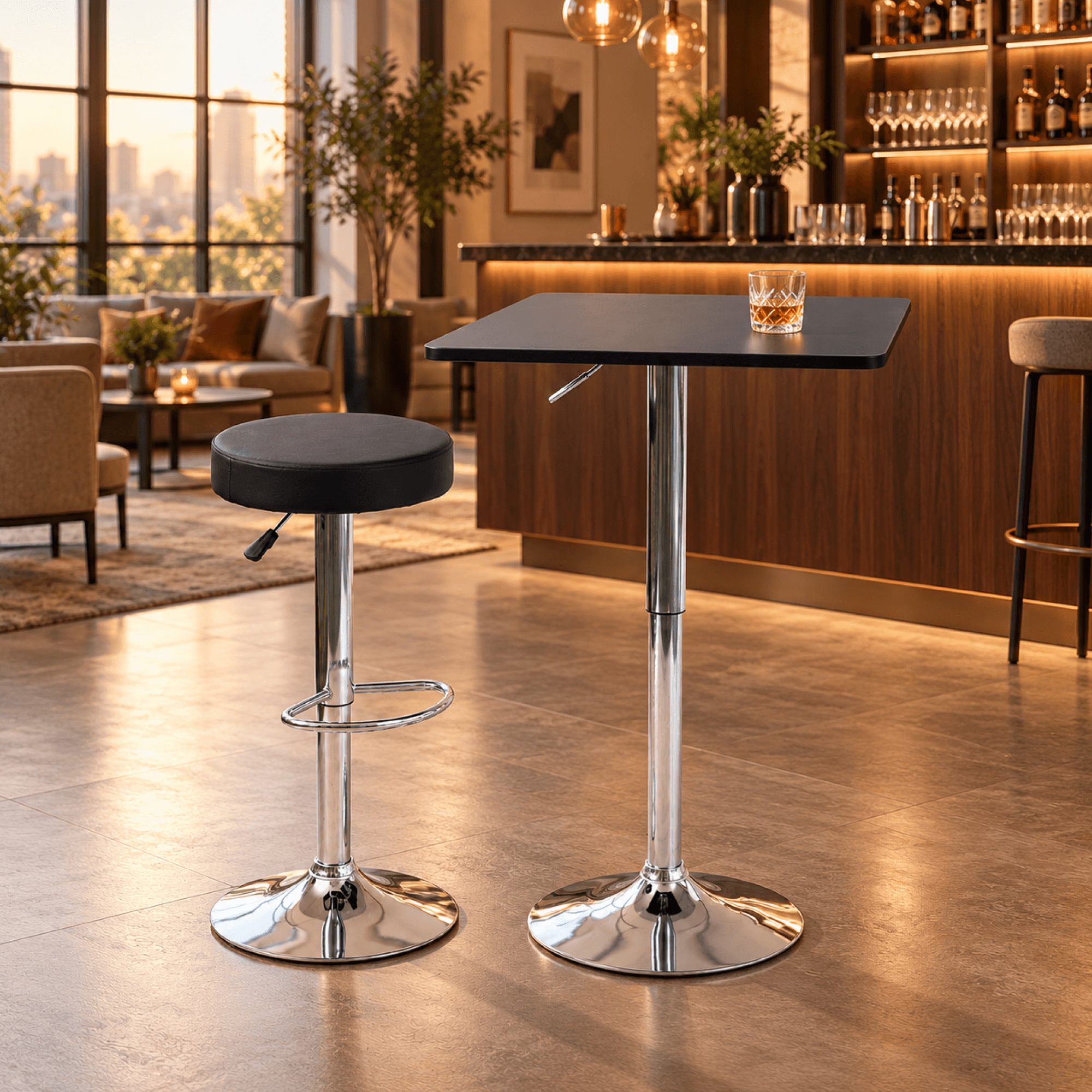 Masa de bar cu inaltime reglabila, negru, 60x60x84-105,5 cm, FLORIAN 4 NEW — imaginea 5
