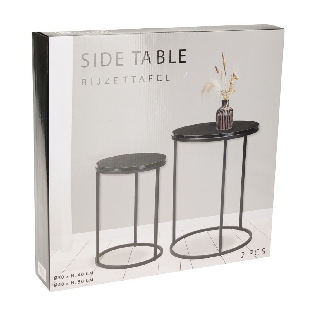 Set 2 masute de cafea Trends4You, metal & MDF, design modern, negru — imaginea 3