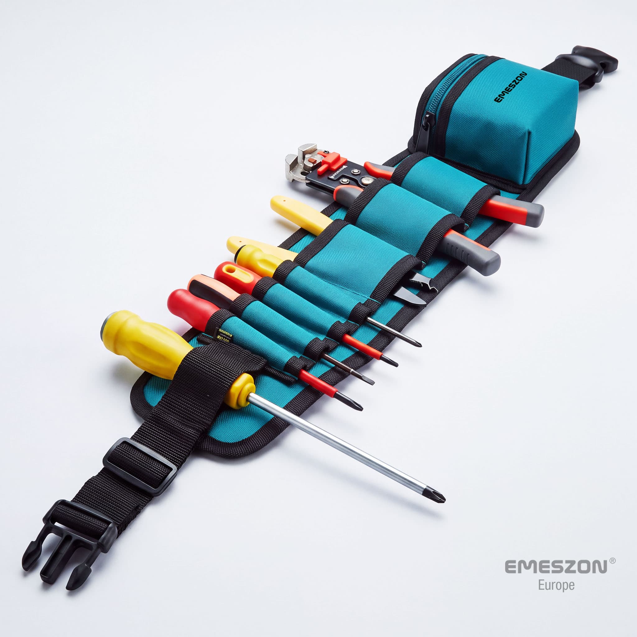 Centura scule Emeszon® pentru electrician, dulgher, tamplar, mecanic, organizator scule, 53 x 13 x 2 cm, albastru — imaginea 12