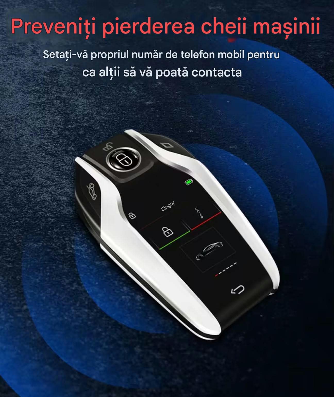 Cheie Auto Smart cu display SK01, Activare Keyless Entry, 4 butoane, LCD cu touchscreen, Smart Car Key