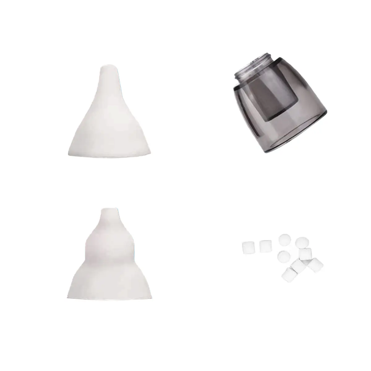 Set accesorii pentru Aspiratorul Nazal IMA Baby, 2 capete albe de silicon, un set de buretei si recipientul de colectare