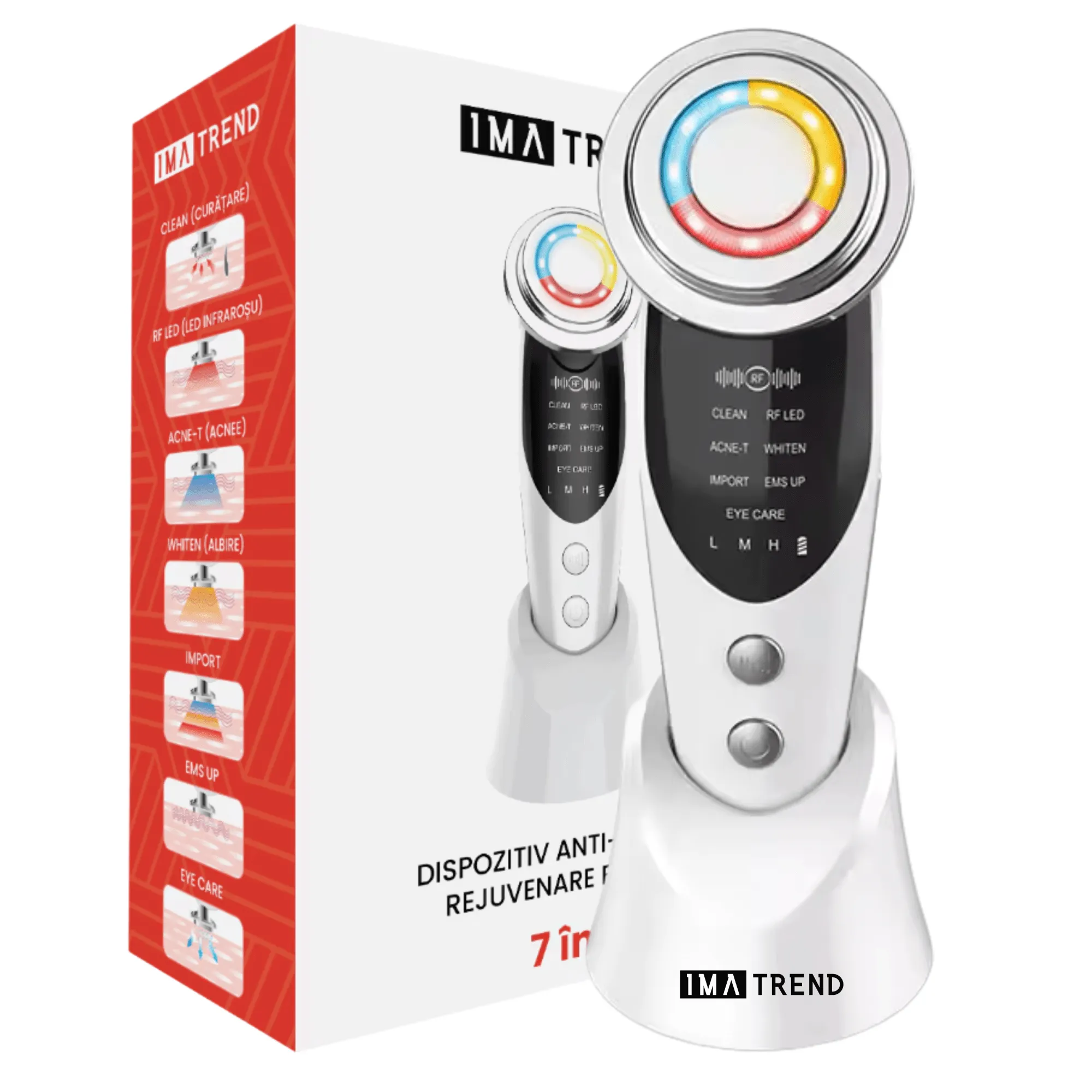 Aparat profesional pentru tratament facial si intinerirea pielii 7 in 1, IMA Trend®, Vibratii EMS, Masaj facial, Lifting