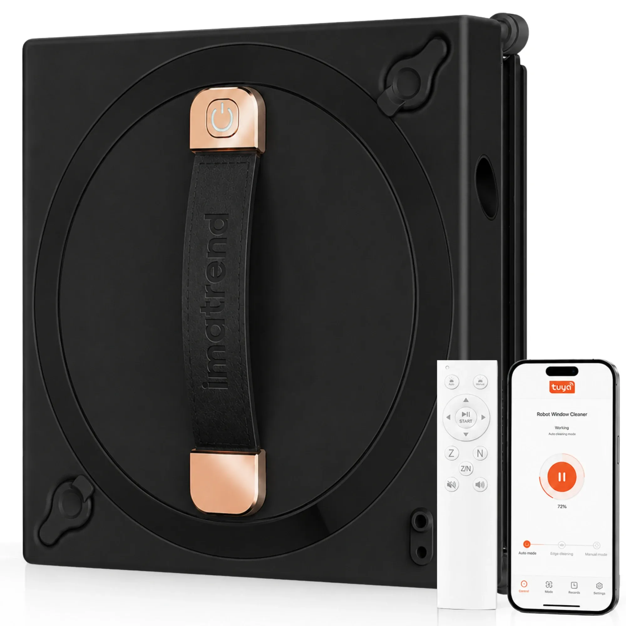 Robot electric curatare geamuri IMA Trend, Wifi, Tuya, Rezervor 60ml, 72w, 2700Pa, Negru