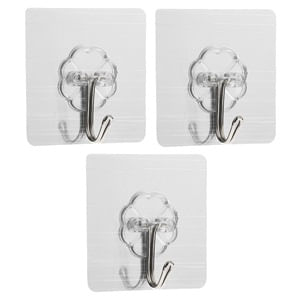 Carlige Autocoloante Argintii cu Model Floare 6x6cm - 3buc — imaginea 3