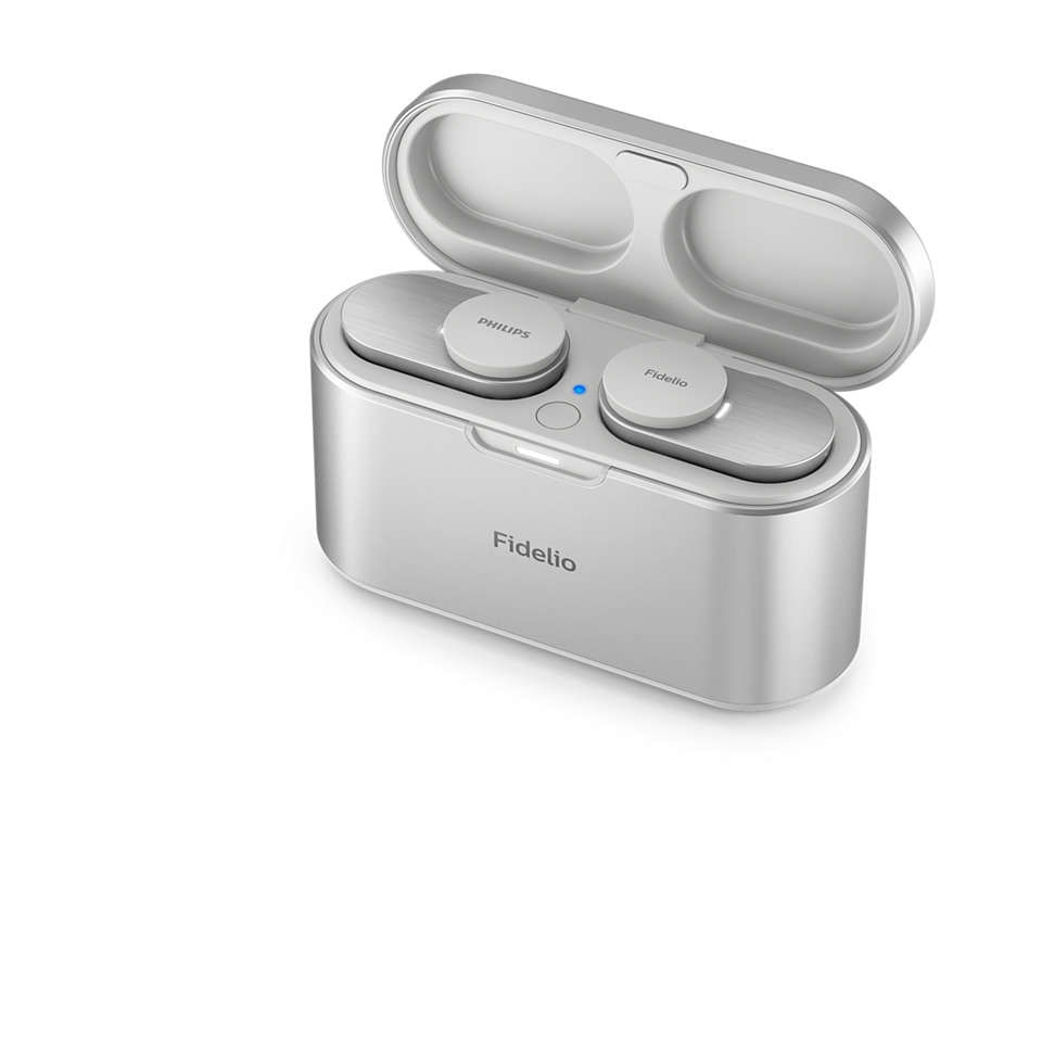 Casti audio true wireless Philips Fidelio T1WT/00, In-Ear, Bluetooth v5.2, ANC Pro+, redare 9 ore, alb
