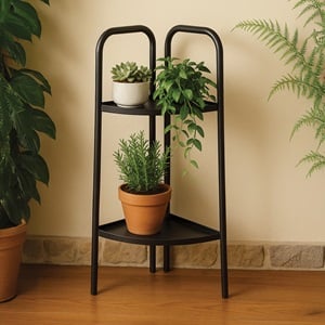 Suport Decorativ Metalic Negru cu 2 Niveluri pentru Flori și Plante — imaginea 2