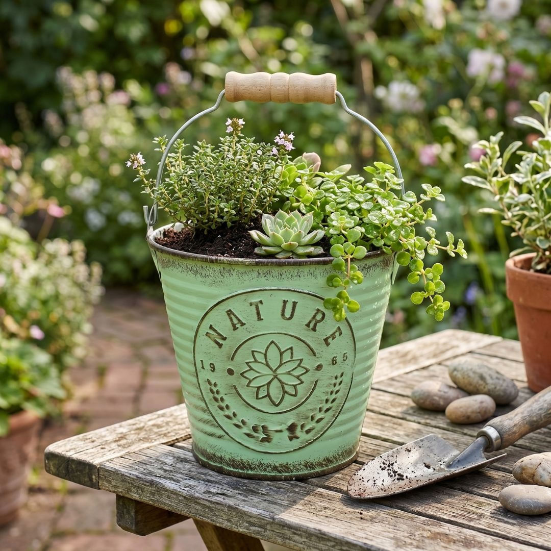 Ghiveci pentru flori tip galetusa verde 10,5cm — imaginea 5