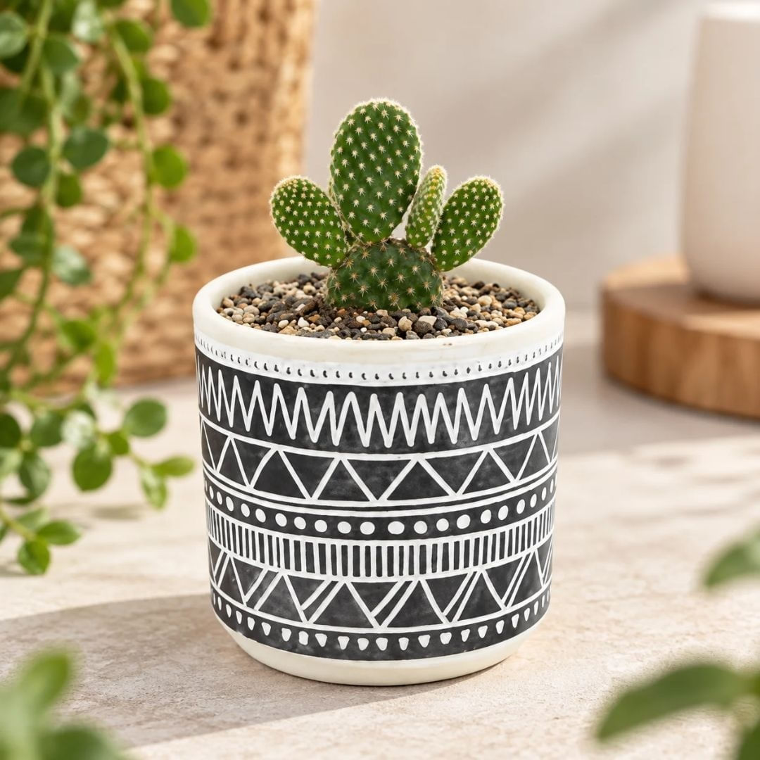Ghiveci ceramica 9x9 cm model linii simetrii — imaginea 3