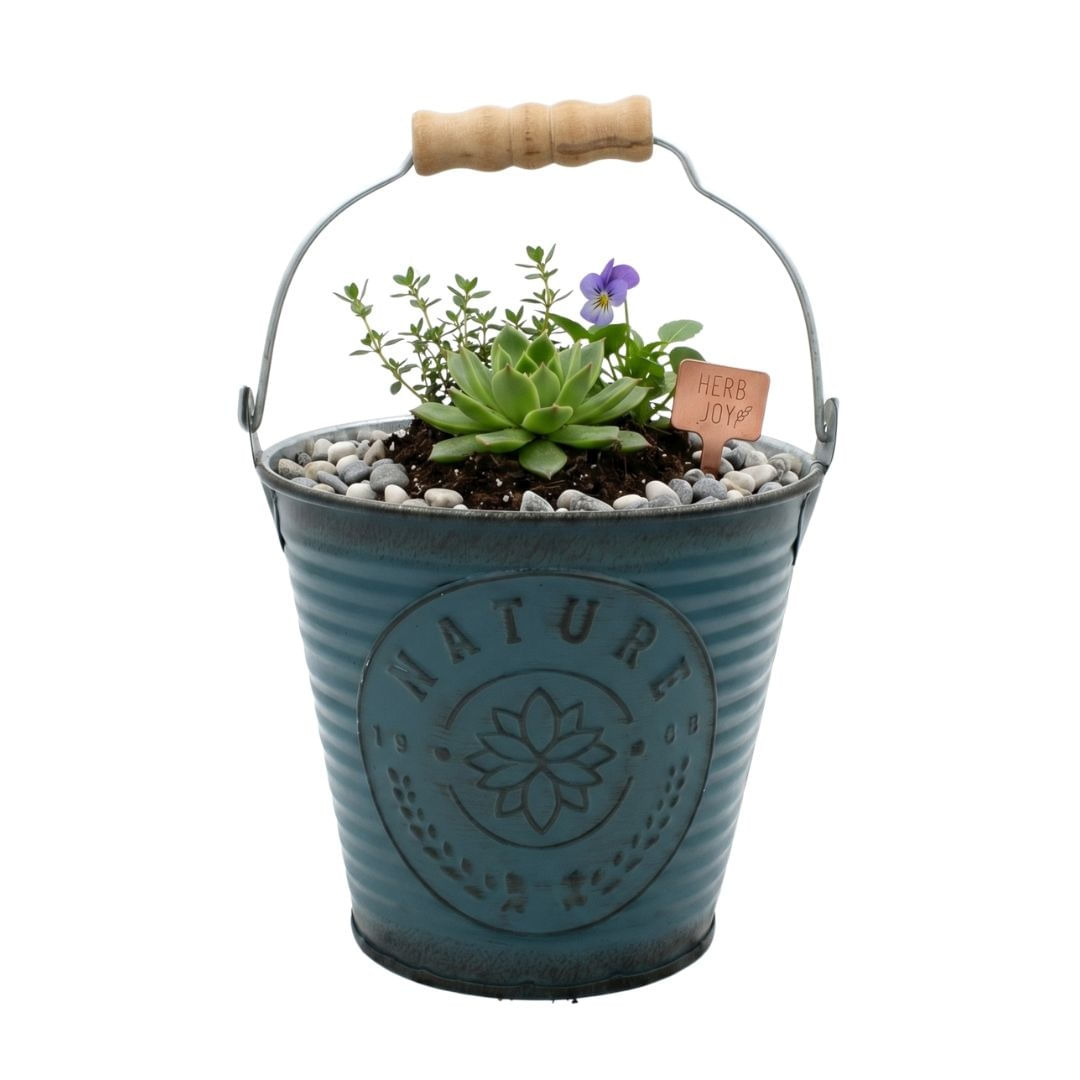 Ghiveci pentru flori tip galetusa turcoaz 10,5cm — imaginea 5