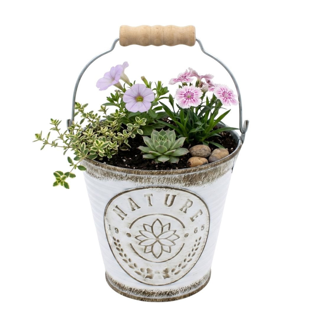 Ghiveci pentru flori tip galetusa alba 10,5cm
