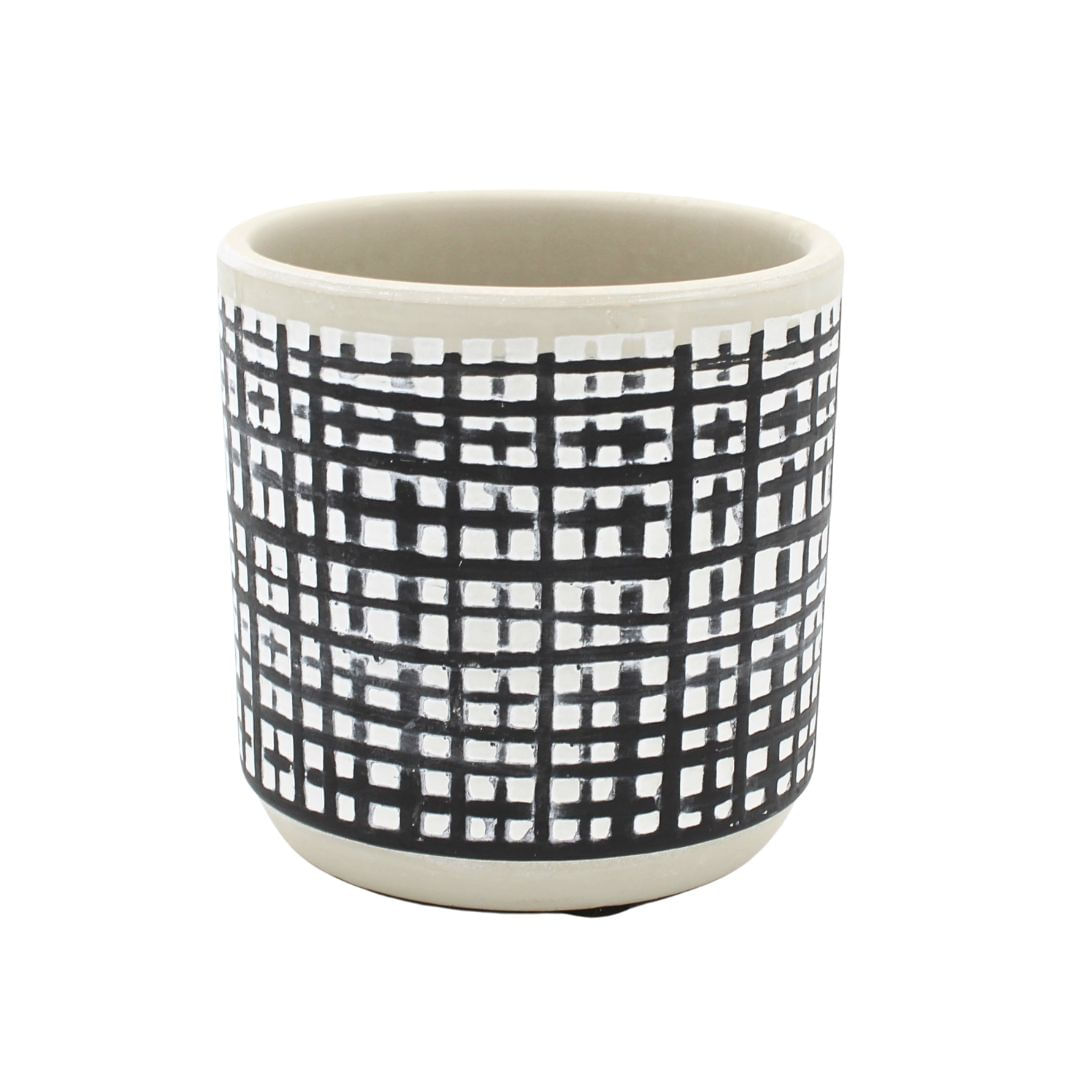 Ghiveci ceramica 9x9 cm model linii perpendiculare — imaginea 2