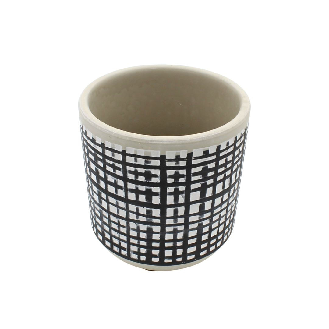 Ghiveci ceramica 9x9 cm model linii perpendiculare — imaginea 4