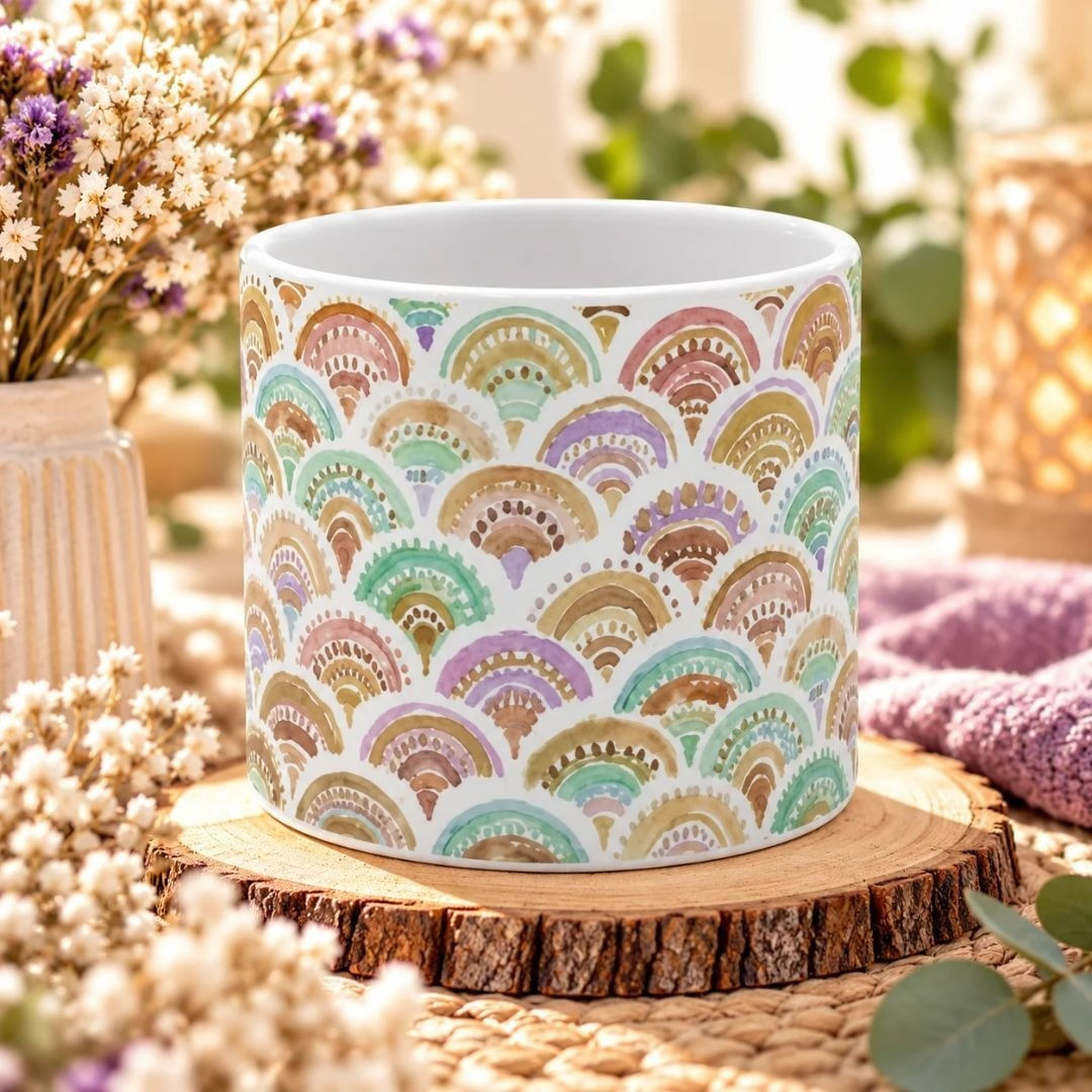 Masca ghiveci ceramica model abstract 11cm — imaginea 4