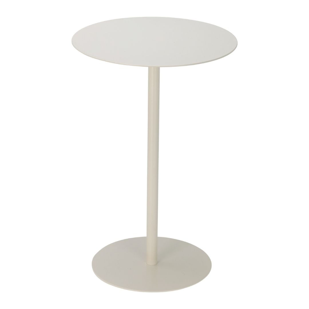 Masa laterala rotunda, alb, din metal, H&S Collection, 35xH53 cm – Design Minimalist — imaginea 2