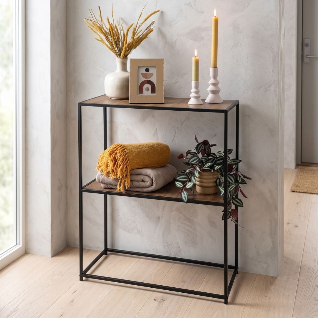 Mobilier multifunctional, 2 niveluri, metal + MDF, 70x31x85 cm — imaginea 4