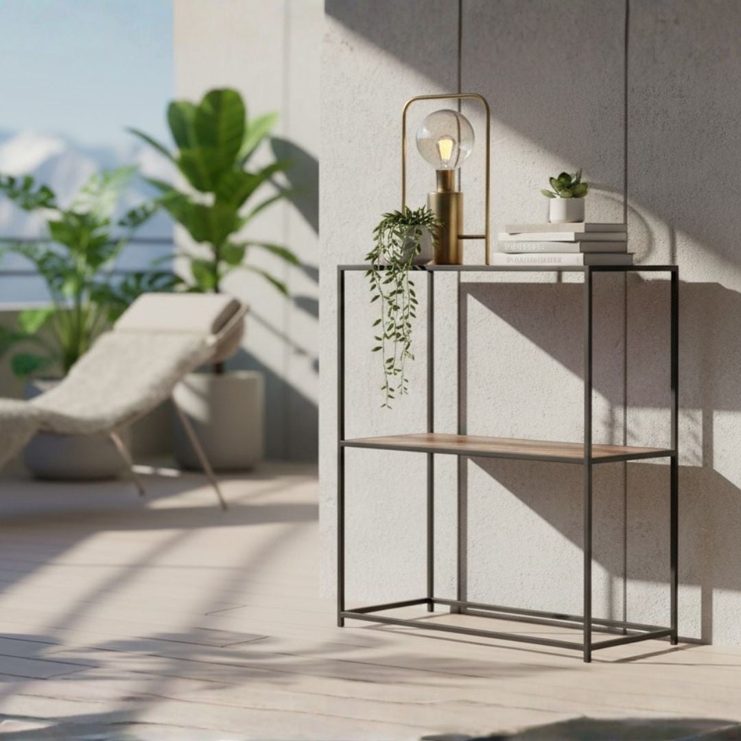 Mobilier multifunctional, 2 niveluri, metal + MDF, 70x31x85 cm — imaginea 7