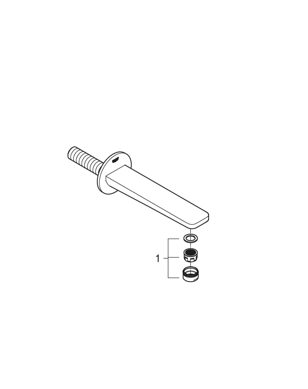 Pipa cada Grohe 13383001, 70 mm, 170 mm, 1/2 tip conexiune, 1/2 diametru conexiune, pe perete, aparent, Crom