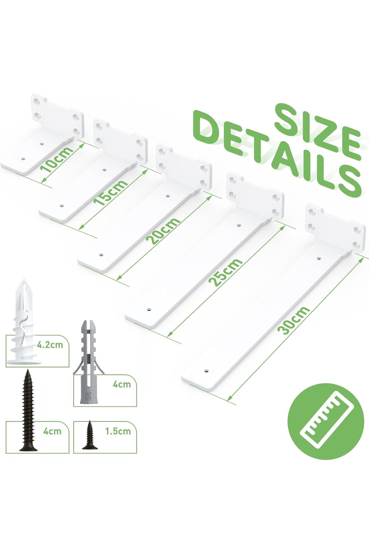6 bucati console de raft 10 cm, console perete rezistente, capacitate de incarcare 75 kg, alb — imaginea 2