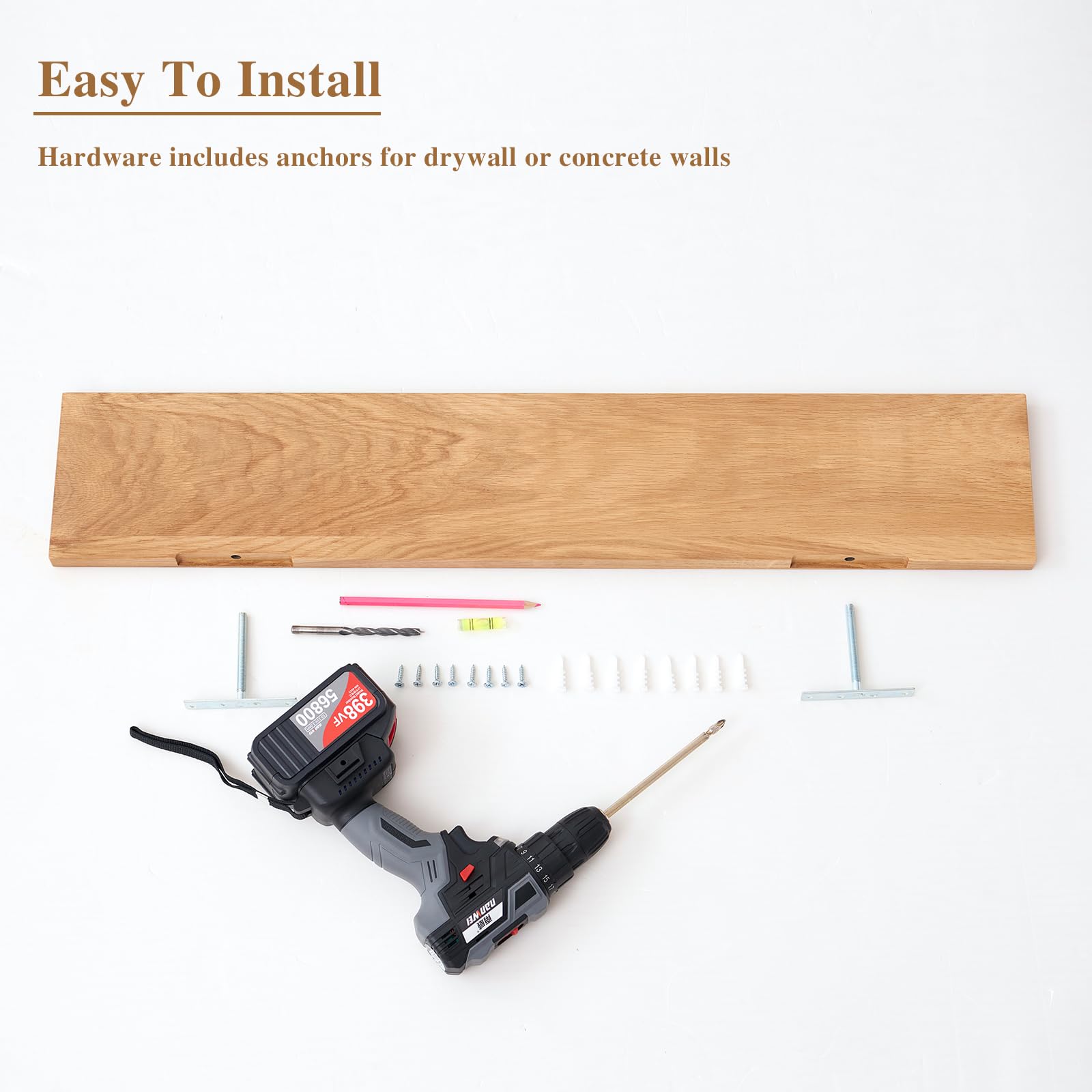 Rafala plutitoare din stejar masiv TREOAKWIS 30 cm – lemn natural — imaginea 5