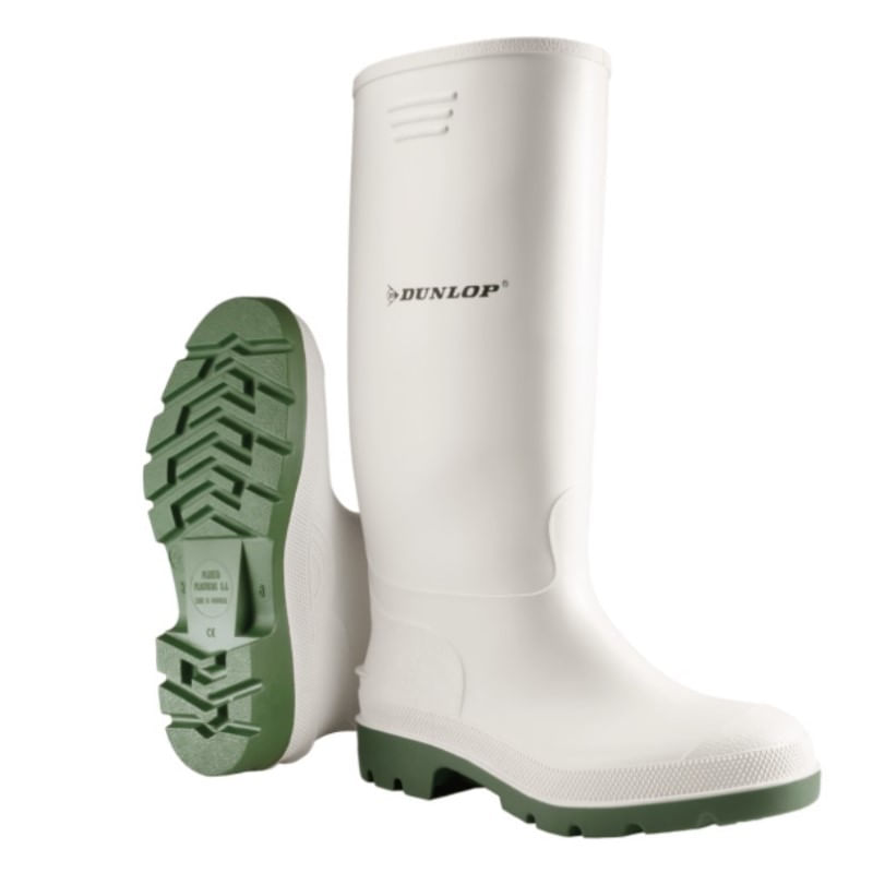 Cizme de protectie Pricemastor, din PVC, rezistente la acizi Dunlop 380VP, albe